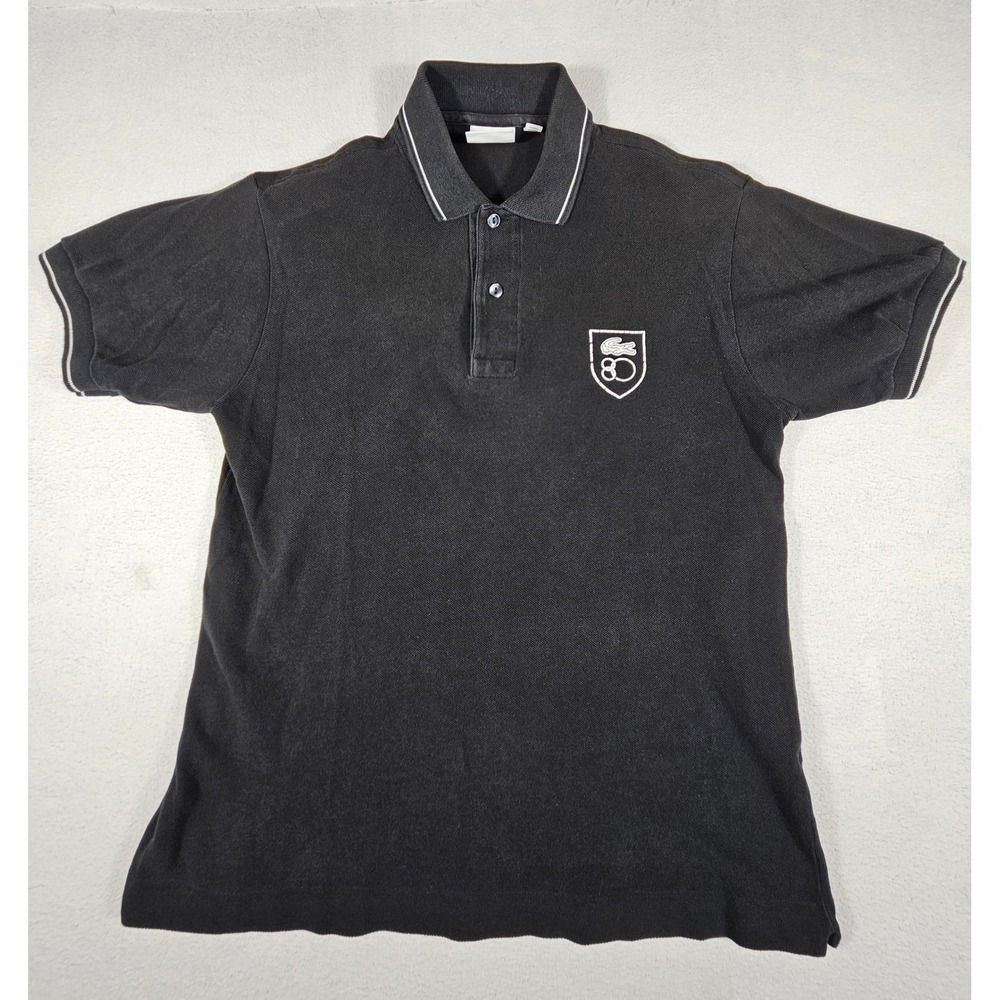 Lacoste Celebrating Eighty Polo Shirt Mens Black 80th Anniversary Tipped Pique 3